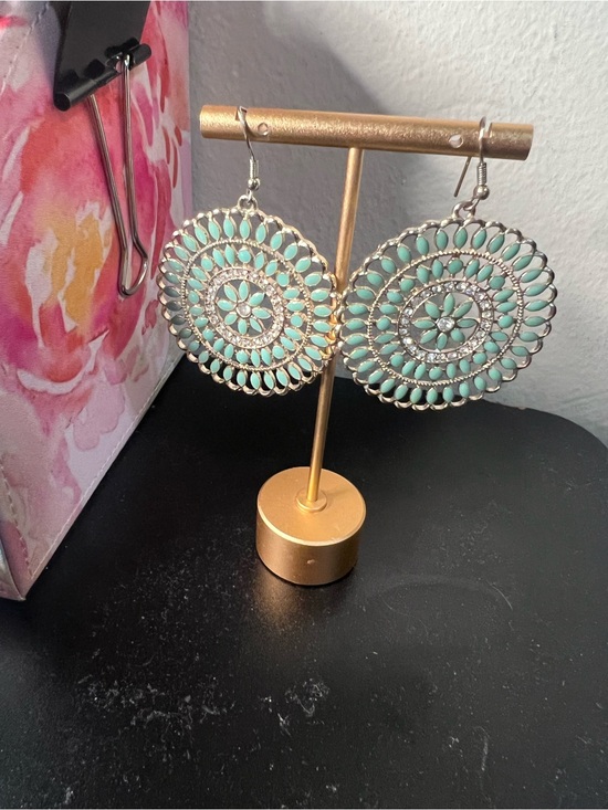 Jewelry - Turquoise Statement Drop Earrings - Boho Chic Medallion
